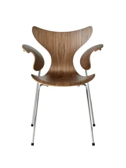 Fritz Hansen Spisebordsstole<3208 Liljen armstol i valnød af Arne Jacobsen