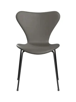 Fritz Hansen Spisebordsstole<3107 stol, fuldpolstret Essential læder lava/krom stel af Arne Jacobsen