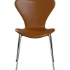 Fritz Hansen Spisebordsstole<3107 stol, fuldpolstret Soft læder valnød/krom stel af Arne Jacobsen