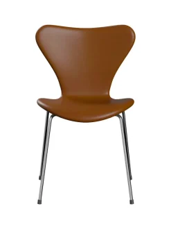 Fritz Hansen Spisebordsstole<3107 stol, fuldpolstret Soft læder valnød/krom stel af Arne Jacobsen