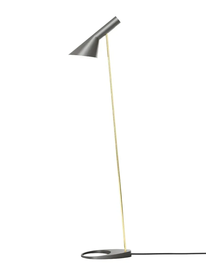 Louis Poulsen Gulvlamper|Spots<AJ Floor Lamp, grey/brass af Arne Jacobsen