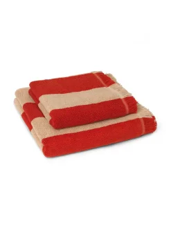 Ferm Living Badeværelsestekstiler<Alee Beach Towel, light camel/red fra