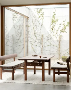 Jacobsen Plus Bænke|Spiseborde<Asserbo sæt, spisebord og bænke inkl. hynder, af Børge Mogensen