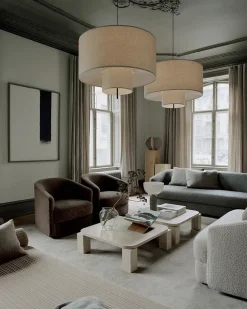 New Works Sofaborde<Atlas Sofabord 600x600, Unfilled Travertine fra