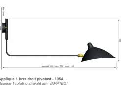 Editions Serge Mouille Væglamper|Spots<Big Wall Lamp w/1 Rotating Straight Arm af Serge Mouille