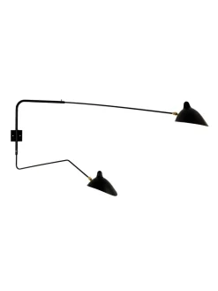 Editions Serge Mouille Væglamper|Spots<Big Wall Lamp w/2 Rotating Arms, 1 Straight, 1 Curved af Serge Mouille