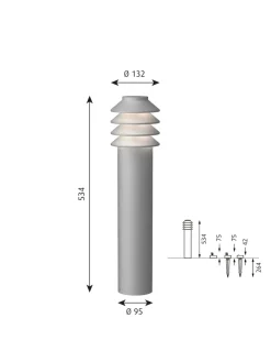 Louis Poulsen Spots|Udendørslamper<Bysted Garden Aluminium, Høj fra