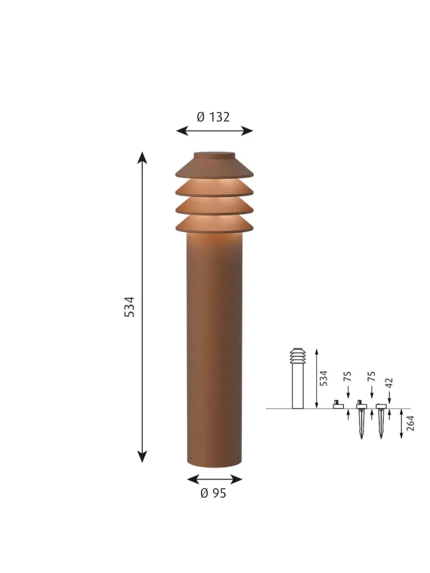 Louis Poulsen Udendørslamper|Spots<Bysted Garden Corten, Lav fra