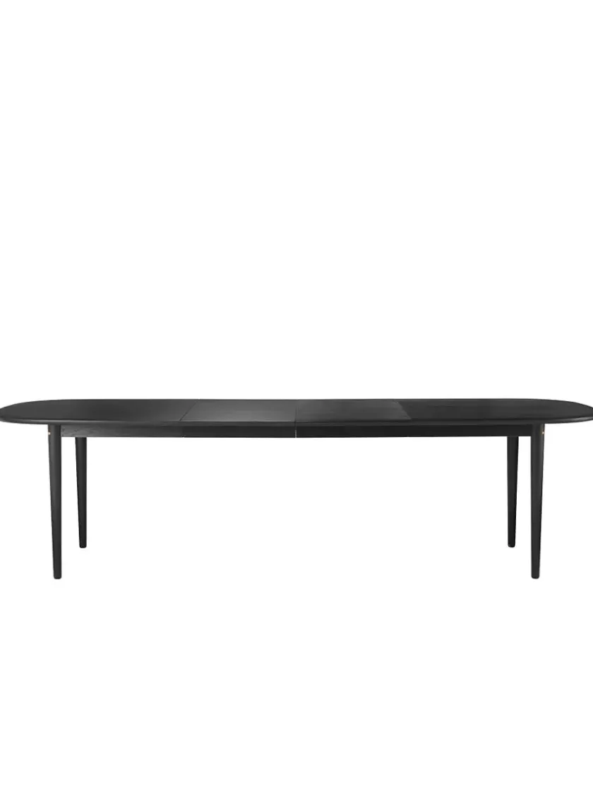 FDB Møbler Spiseborde<C63E Bjørk Spisebord inkl. 2 Tillægsplader, sortmalet eg fra