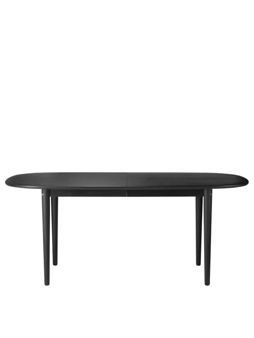 FDB Møbler Spiseborde<C63E Bjørk Spisebord inkl. 2 Tillægsplader, sortmalet eg fra