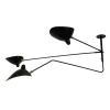 Editions Serge Mouille Spots<Ceiling Lamp w/2 Fixed Arms & 1 Curved Rotating Arm af Serge Mouille