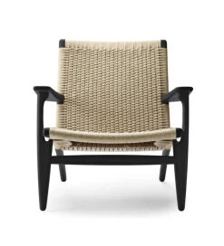 Carl Hansen & Søn Loungestole|Lænestole<CH25 Loungestol, eg sortmalet med naturflet af Hans J. Wegner