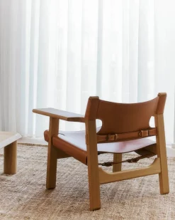 Fredericia Furniture Lænestole<Den Spanske Stol i cognac læder, valnød olie af Børge Mogensen