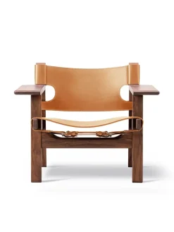 Fredericia Furniture Lænestole<Den Spanske Stol i cognac læder, eg lys olie af Børge Mogensen