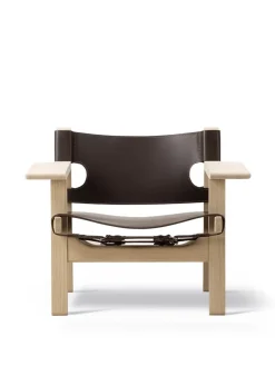 Fredericia Furniture Lænestole<Den Spanske Stol i cognac læder, eg lys olie af Børge Mogensen