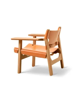 Fredericia Furniture Lænestole<Den Spanske Stol i cognac læder, eg lys olie af Børge Mogensen