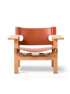 Fredericia Furniture Lænestole<Den Spanske Stol i cognac læder, eg olie af Børge Mogensen