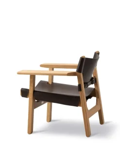 Fredericia Furniture Lænestole<Den Spanske Stol i cognac læder, eg olie af Børge Mogensen