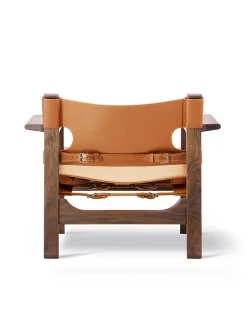 Fredericia Furniture Lænestole<Den Spanske Stol i mørkebrun læder, eg olie af Børge Mogensen