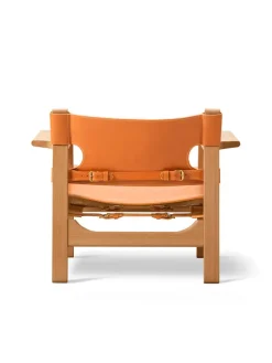 Fredericia Furniture Lænestole<Den Spanske Stol i mørkebrun læder, valnød olie af Børge Mogensen