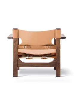 Fredericia Furniture Lænestole<Den Spanske Stol i mørkebrun læder, Røget eg olie af Børge Mogensen