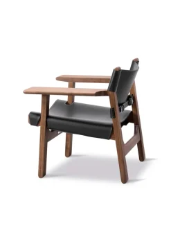 Fredericia Furniture Lænestole<Den Spanske Stol i mørkebrun læder, Røget eg olie af Børge Mogensen