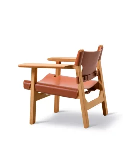 Fredericia Furniture Lænestole<Den Spanske Stol i naturfarvet læder, eg olie af Børge Mogensen