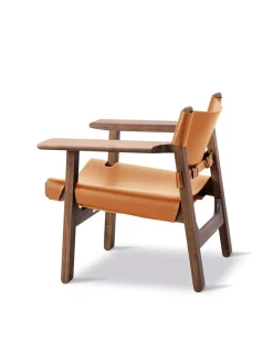 Fredericia Furniture Lænestole<Den Spanske Stol i sort læder, eg sort lak af Børge Mogensen