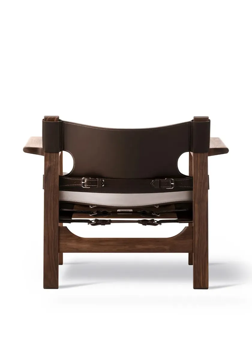 Fredericia Furniture Lænestole<Den Spanske Stol i sort læder, eg sort lak af Børge Mogensen