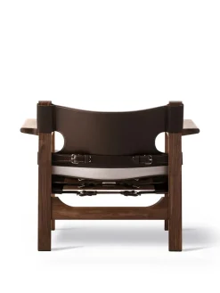 Fredericia Furniture Lænestole<Den Spanske Stol i sort læder, eg sæbe af Børge Mogensen