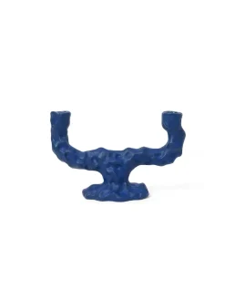 Ferm Living Lysestager<Dito Candle Holder bright blue, double fra