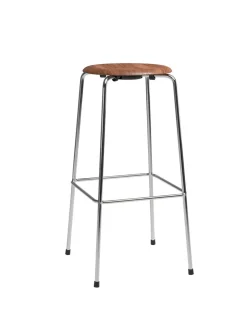 Fritz Hansen Barstole<Dot Høj Barstol m. 4 ben, valnød finer af Arne Jacobsen