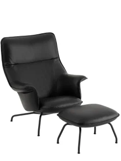 Muuto Fodskamler|Lænestole<Doze Lounge Chair inkl. Fodskammel, black refine leather fra