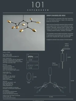 101 Copenhagen Lysekroner|Spots<Drop Chandelier, mini brass fra