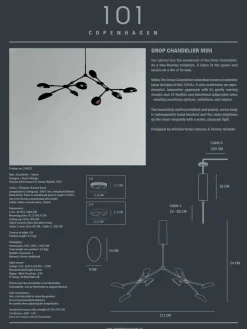 101 Copenhagen Spots|Lysekroner<Drop Chandelier, mini burned black fra