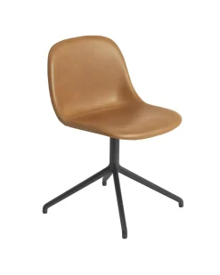 Muuto Spisebordsstole<Fiber Side Chair, læder, Swivel Base fra