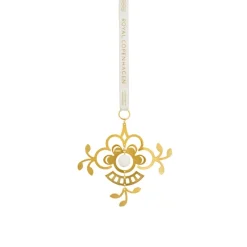 Royal Copenhagen Juletræspynt<Forgyldt juleornament Blomst fra