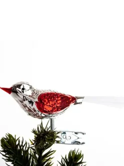 Brink Nordic Juletræspynt<Fugl m. Klemme 10 cm, sølvfarvet/guld fra
