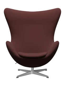 Fritz Hansen Lænestole<Ægget, sort læder/aluminium af Arne Jacobsen