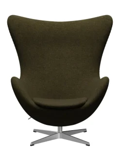 Fritz Hansen Lænestole<Ægget, sort læder/aluminium af Arne Jacobsen