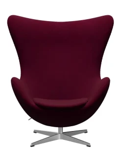 Fritz Hansen Lænestole<Ægget, sort læder/aluminium af Arne Jacobsen