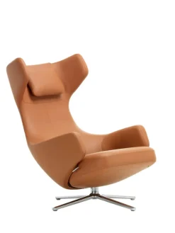 Vitra Fodskamler|Lænestole<Grand Repos Lænestol inkl. Fodskammel, cognac (Premium Læder) fra