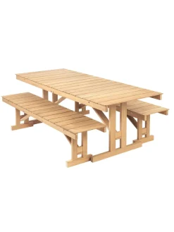 Carl Hansen & Søn Havemøbelsæt<Havemøbelsæt, 2 bænke og bord af Børge Mogensen