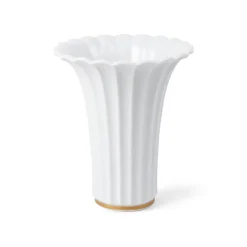 Royal Copenhagen Vaser<Hvid vase med guldkant, 23 cm fra