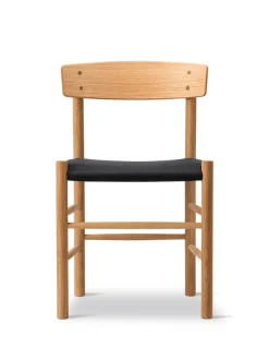 Fredericia Furniture Spisebordsstole<J39 Folkestolen Sædepolstret, Cognac Læder af Børge Mogensen