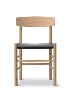 Fredericia Furniture Spisebordsstole<J39 Folkestolen Sædepolstret, Cognac Læder af Børge Mogensen