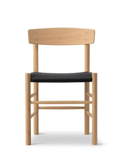 Fredericia Furniture Spisebordsstole<J39 Folkestolen Sædepolstret, Natur Canvas af Børge Mogensen