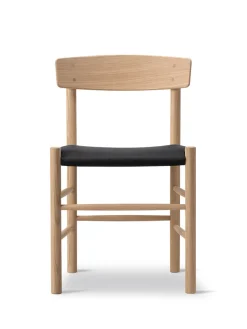 Fredericia Furniture Spisebordsstole<J39 Folkestolen Sædepolstret, Natur Canvas af Børge Mogensen