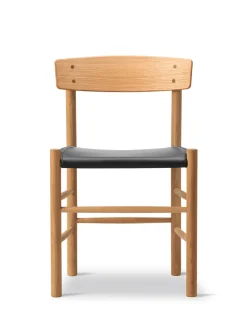 Fredericia Furniture Spisebordsstole<J39 Folkestolen Sædepolstret, Natur Canvas af Børge Mogensen