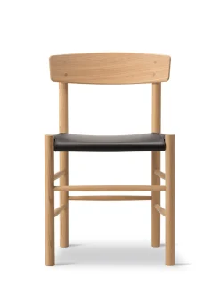 Fredericia Furniture Spisebordsstole<J39 Folkestolen Sædepolstret, Mørkebrun Læder af Børge Mogensen